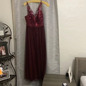 Merlot colored formal bridesmaid dress, size 6